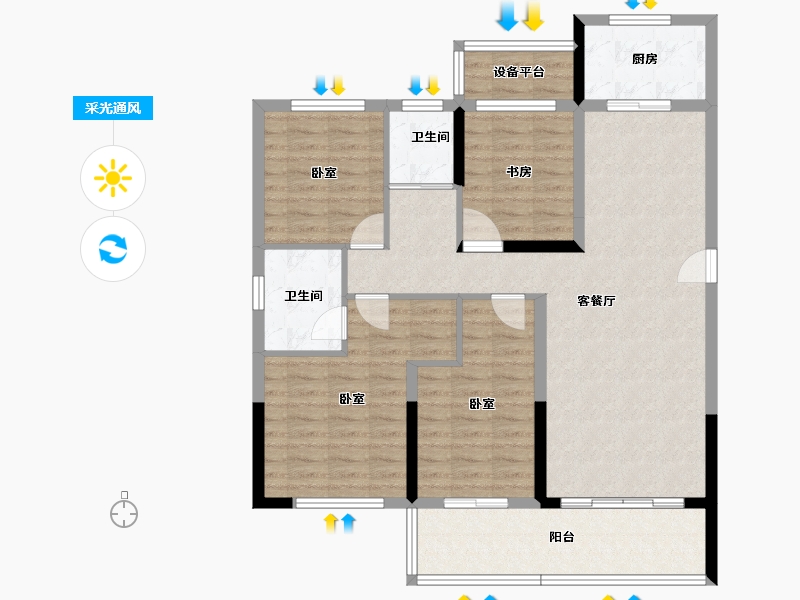 湖南省-长沙市-万境潇湘-108.60-户型库-采光通风