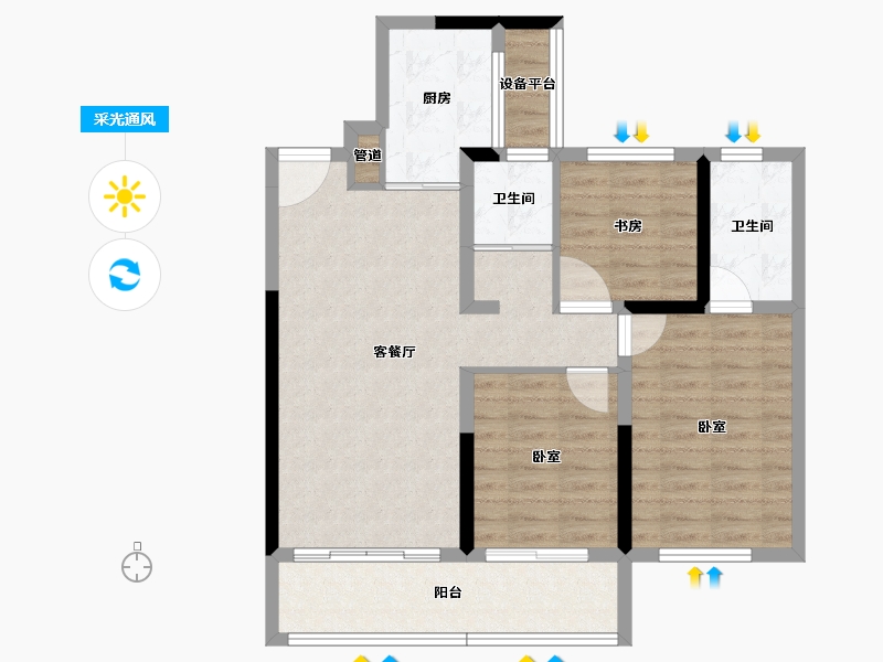 湖南省-长沙市-万境潇湘-84.40-户型库-采光通风