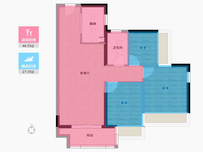 广东省-广州市-融创·春风岭南-65.57-户型库-动静分区