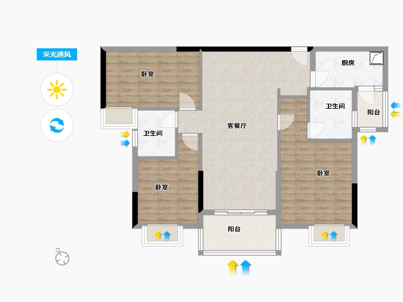 广东省-佛山市-富力西江十号-97.15-户型库-采光通风