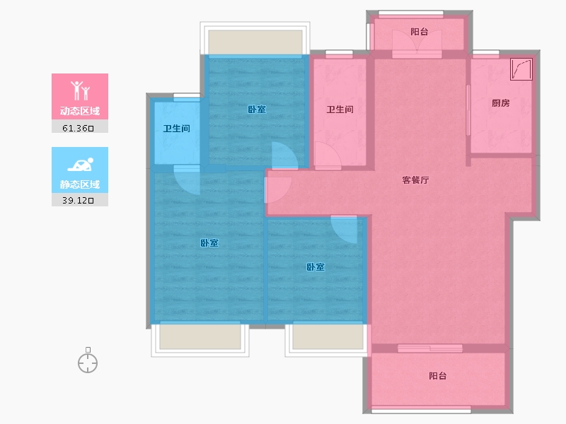 湖北省-孝感市-盛世豪庭-89.34-户型库-动静分区