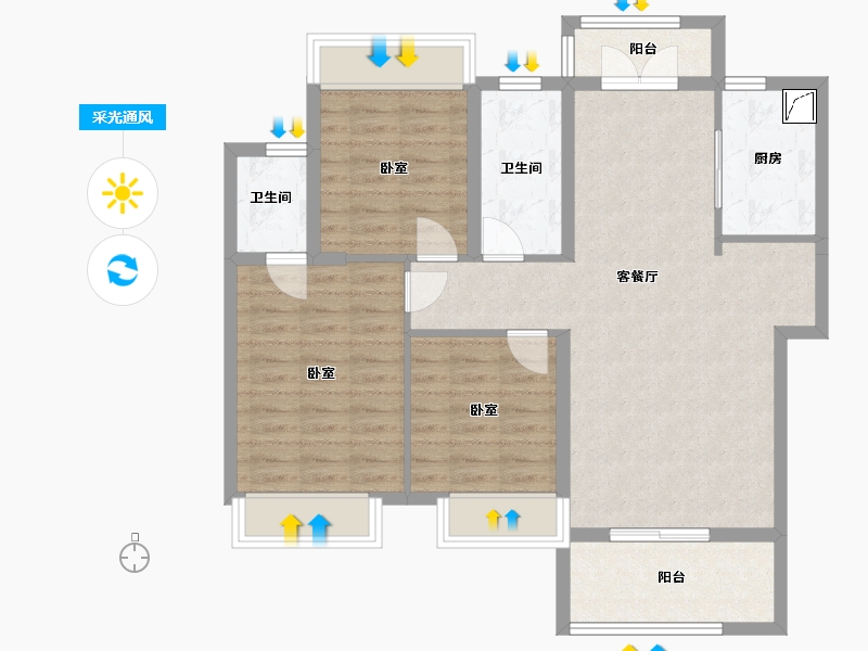 湖北省-孝感市-盛世豪庭-89.34-户型库-采光通风