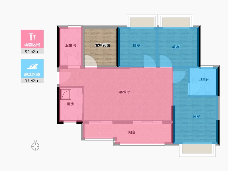 广东省-佛山市-万冠广场-86.01-户型库-动静分区