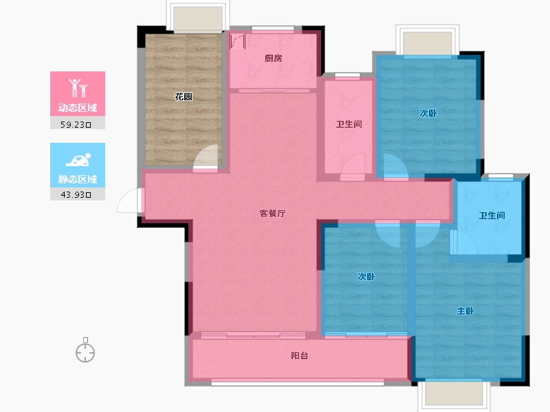 湖南省-湘潭市-九华世纪城 第二期-101.74-户型库-动静分区