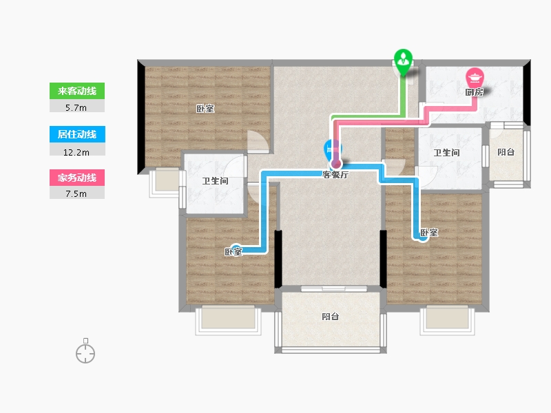 广东省-佛山市-富力西江十号-104.76-户型库-动静线