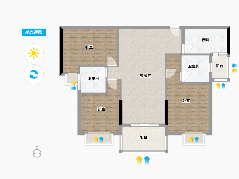 广东省-佛山市-富力西江十号-104.76-户型库-采光通风