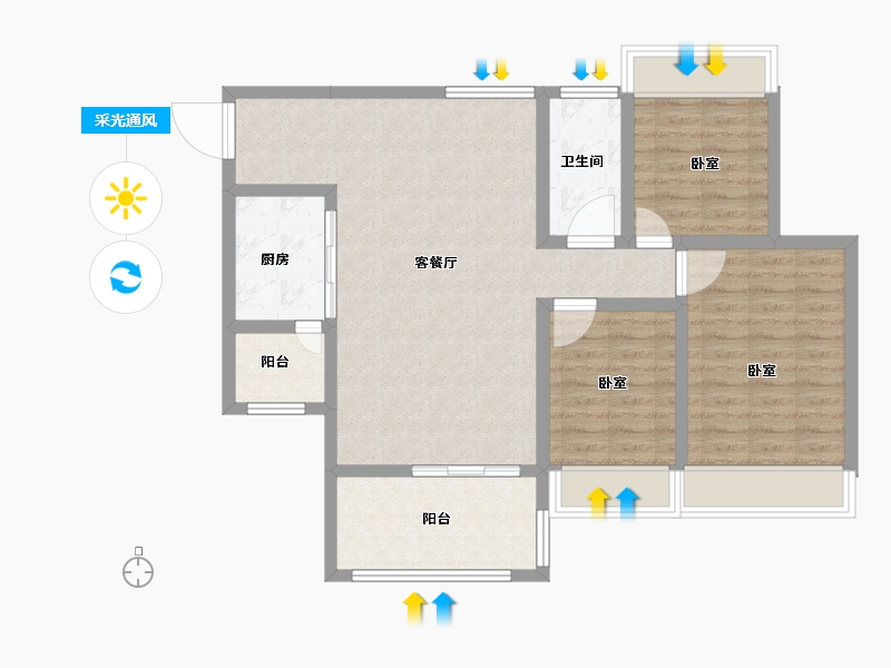 广东省-湛江市-奥园悦时代-89.00-户型库-采光通风