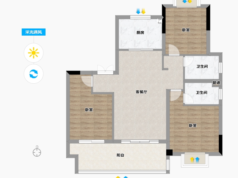 江苏省-镇江市-嘉源·首府-93.00-户型库-采光通风