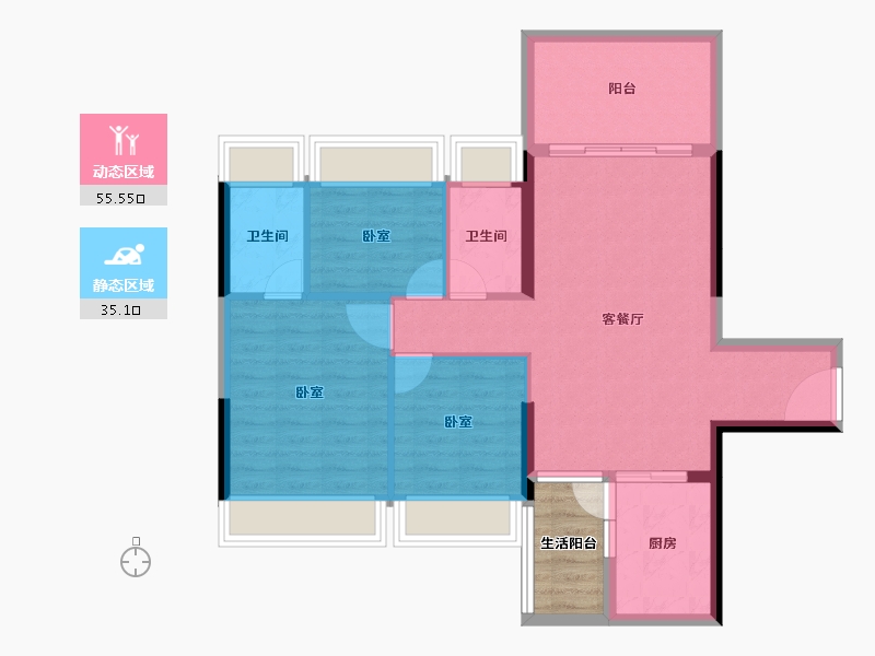 广东省-湛江市-汇泉·盛景名苑-86.09-户型库-动静分区