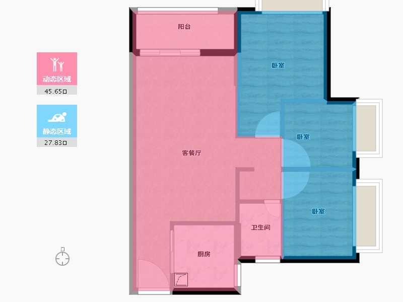 广东省-江门市-时代雁山湖（鹤山）-66.01-户型库-动静分区