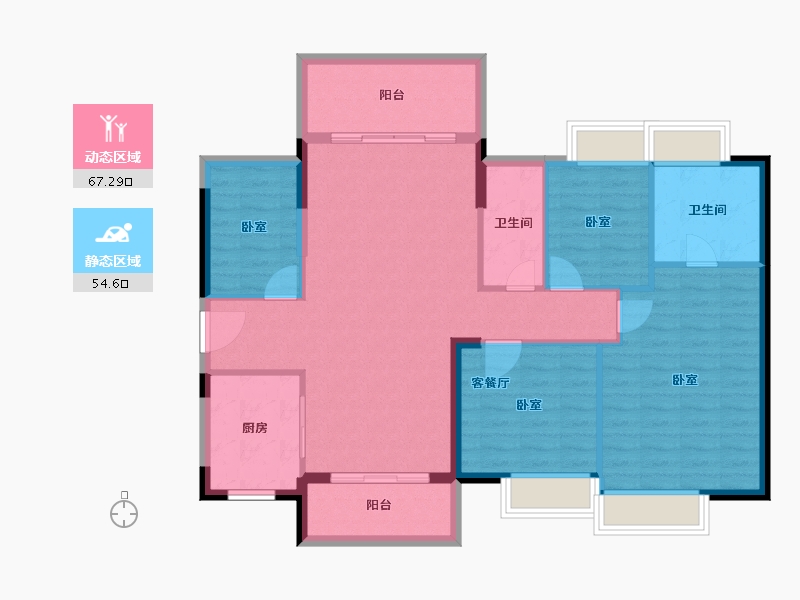 广东省-珠海市-时代香海北岸-110.96-户型库-动静分区