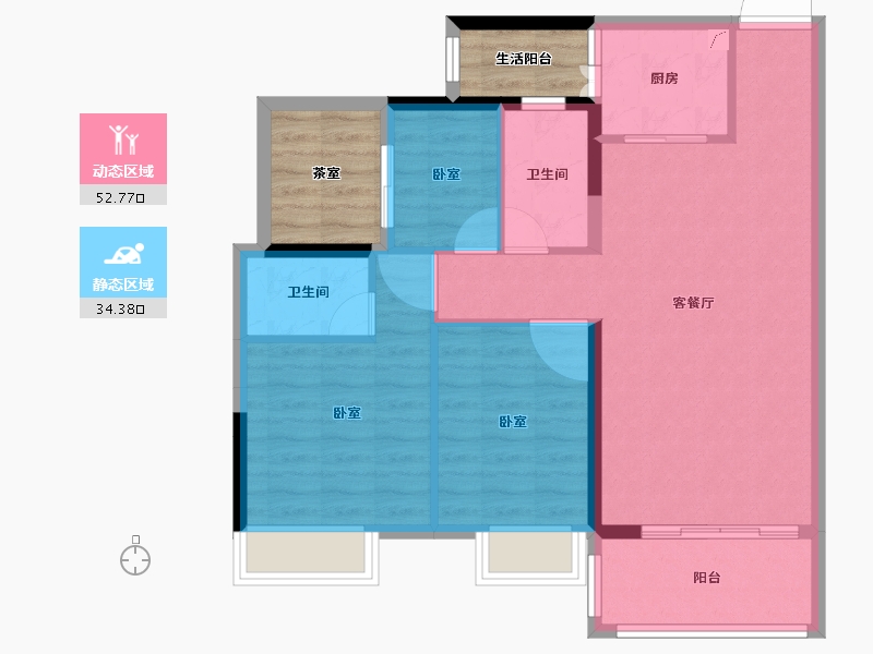 广东省-湛江市-凯悦华府-86.52-户型库-动静分区