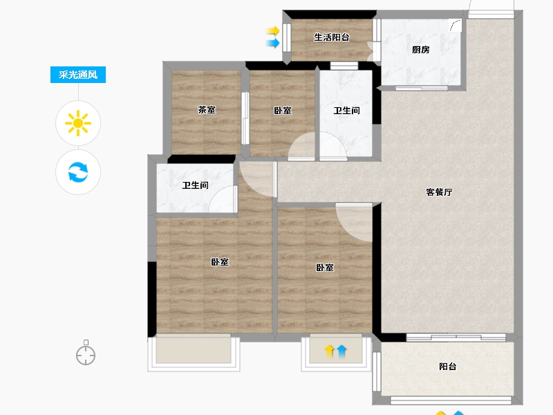 广东省-湛江市-凯悦华府-86.52-户型库-采光通风