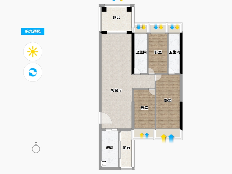 广东省-湛江市-城市尚居花园-83.99-户型库-采光通风