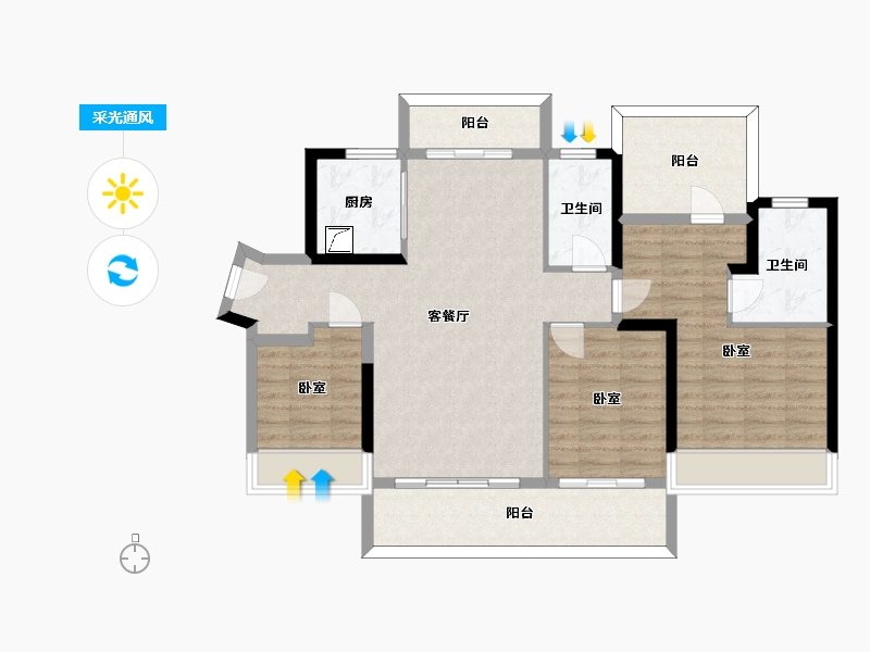 广东省-惠州市-中海水岸城-102.54-户型库-采光通风