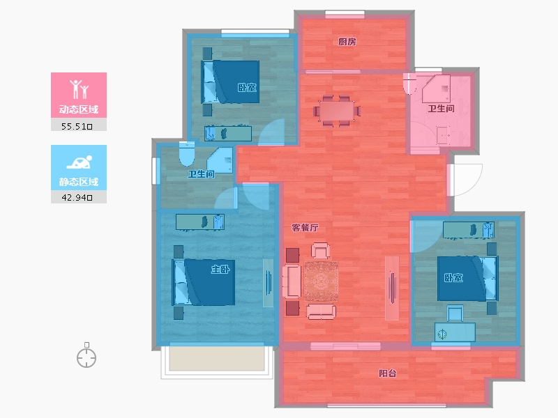 安徽省-黄山市-建桥·汇丰花园-89.08-户型库-动静分区