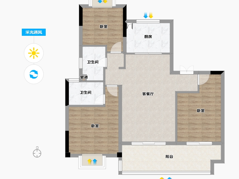 江苏省-镇江市-嘉源·首府-94.03-户型库-采光通风