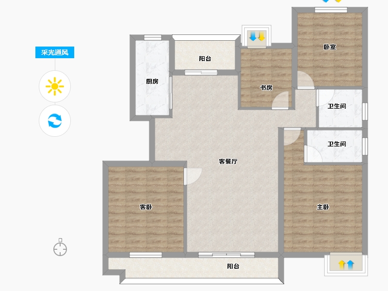 安徽省-黄山市-建桥·汇丰花园-110.15-户型库-采光通风