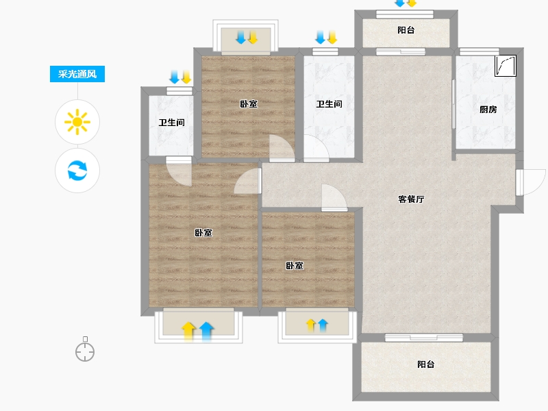 湖北省-孝感市-盛世豪庭-89.37-户型库-采光通风