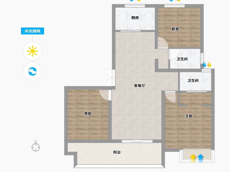 安徽省-黄山市-建桥·汇丰花园-94.00-户型库-采光通风