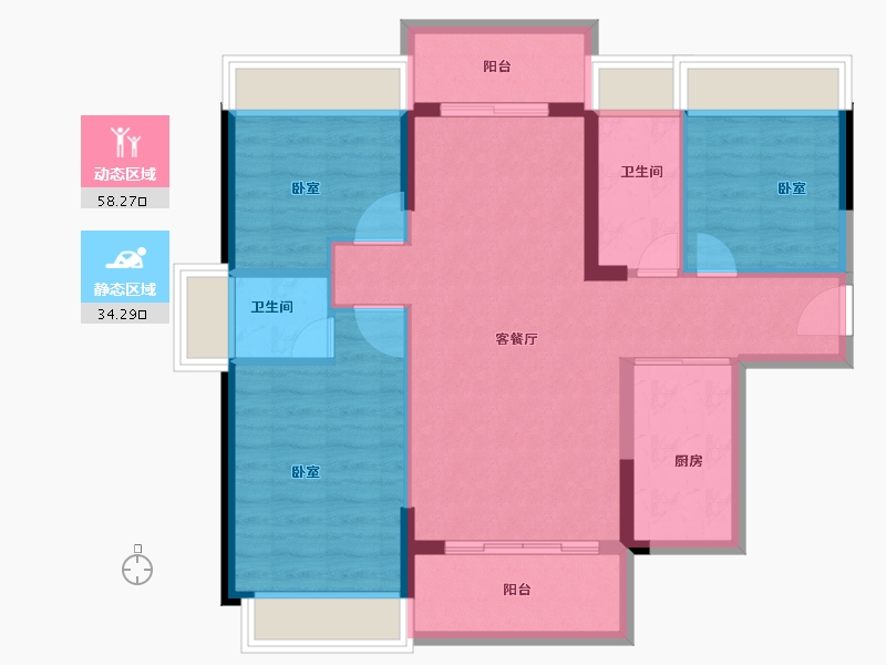 广东省-佛山市-谊泰豪苑-83.00-户型库-动静分区