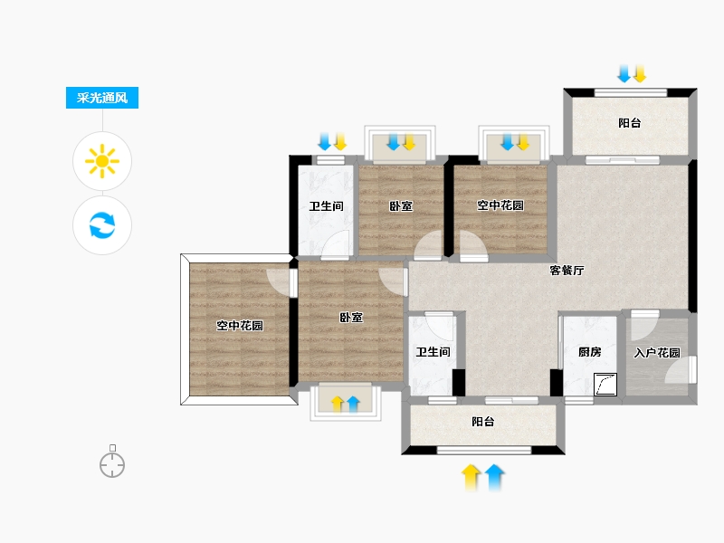 广东省-惠州市-凯悦春天-86.96-户型库-采光通风