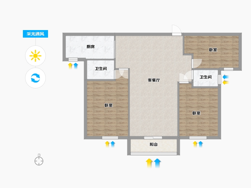 湖北省-孝感市-盛世豪庭-100.58-户型库-采光通风