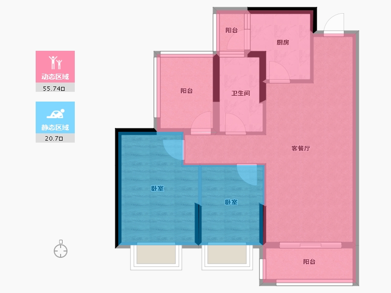 广东省-惠州市-江滨华府-67.77-户型库-动静分区