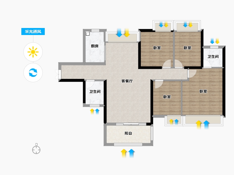 湖北省-孝感市-城际温哥华-105.18-户型库-采光通风