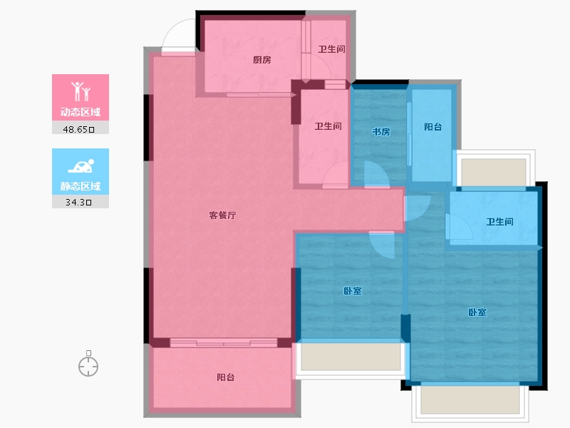 广东省-佛山市-谊泰豪苑-74.00-户型库-动静分区