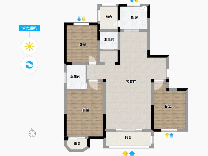 河南省-许昌市-东腾·南郡-108.90-户型库-采光通风