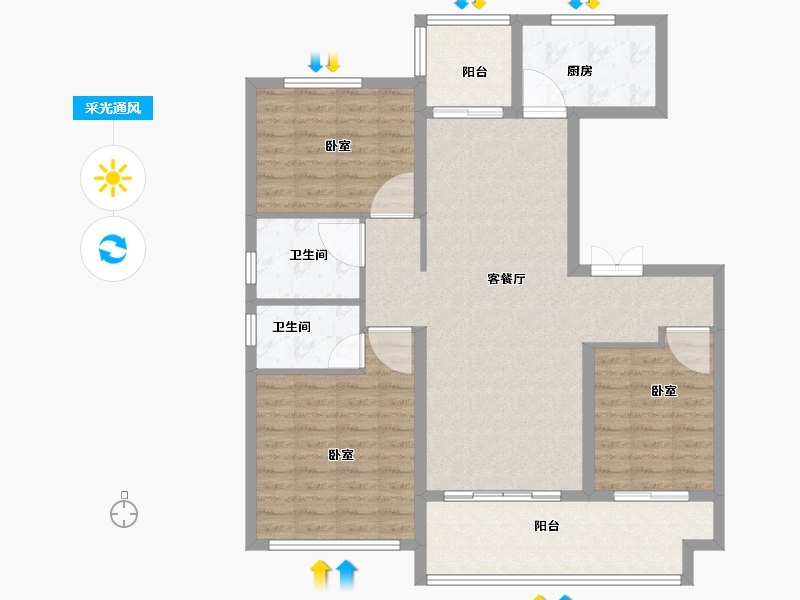 河南省-周口市-万达香蜜湖-103.44-户型库-采光通风