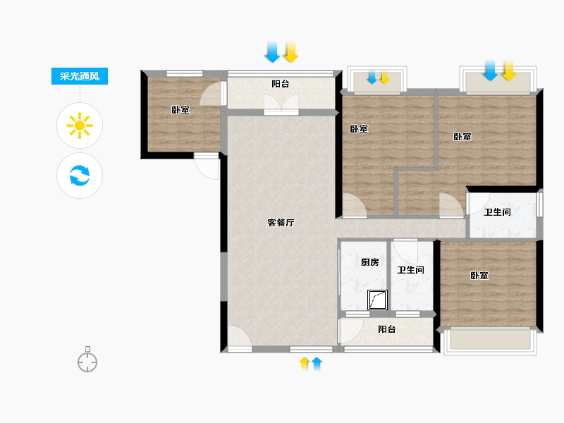 广东省-佛山市-金锠花园-112.01-户型库-采光通风