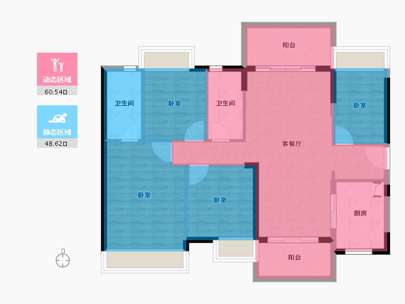 广东省-珠海市-时代香海北岸-98.38-户型库-动静分区