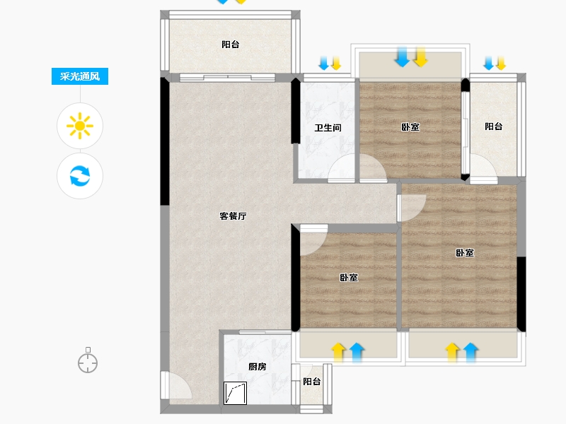 广东省-湛江市-城市尚居花园-81.40-户型库-采光通风