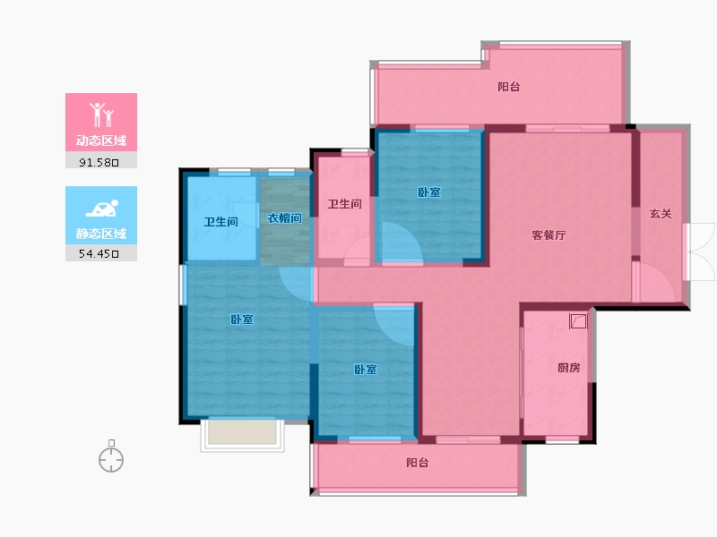 湖北省-咸宁市-近水楼台-129.99-户型库-动静分区