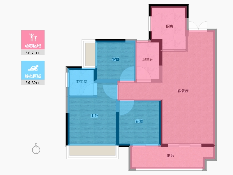 广东省-肇庆市-肇庆四会新城吾悦广场-84.01-户型库-动静分区