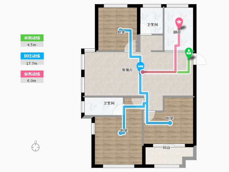 浙江省-宁波市-湖心别院-87.00-户型库-动静线