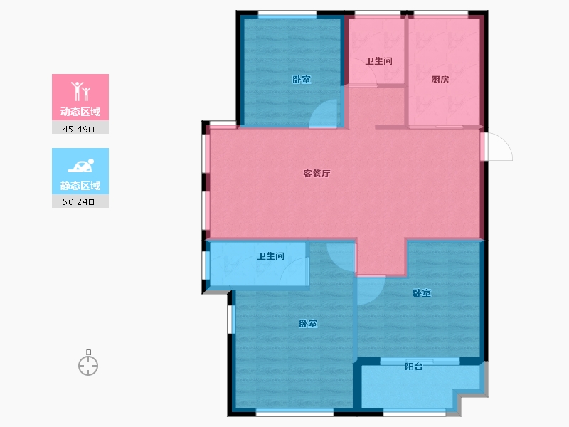 浙江省-宁波市-湖心别院-87.00-户型库-动静分区