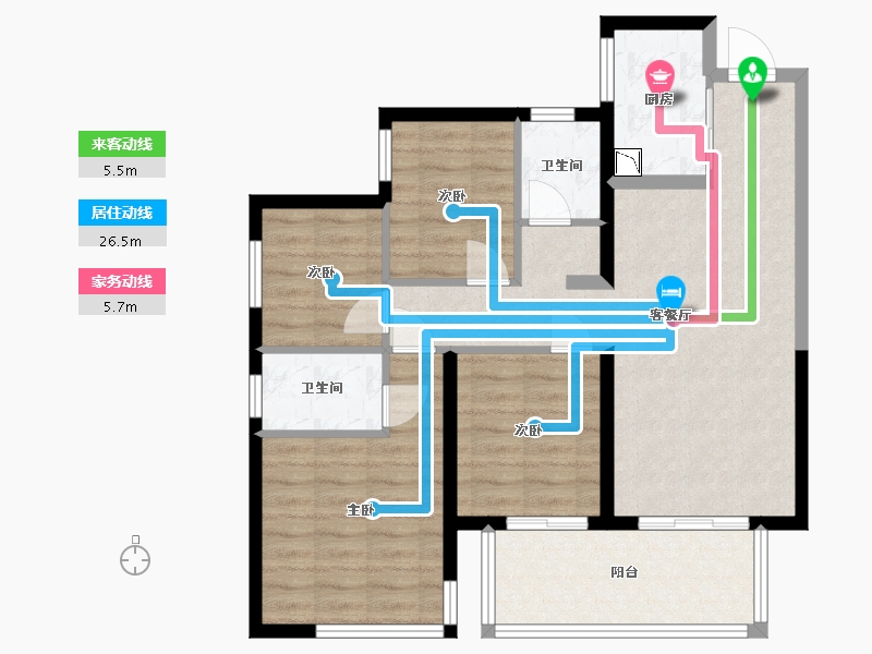 广西壮族自治区-南宁市-万科金域中央-83.72-户型库-动静线