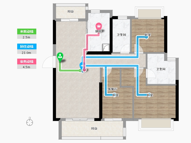 湖北省-荆州市-特发·幸福里-92.39-户型库-动静线