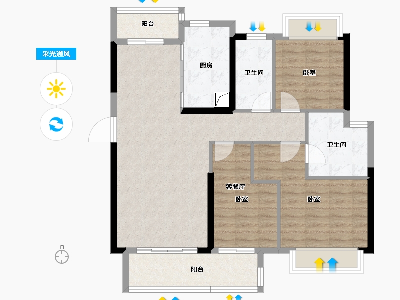 湖北省-荆州市-特发·幸福里-92.39-户型库-采光通风