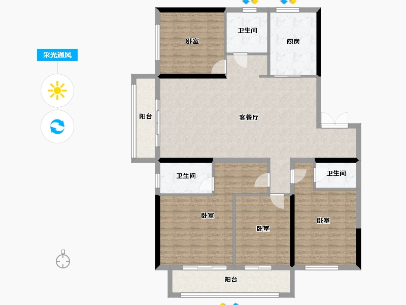 河南省-郑州市-名门紫园-144.91-户型库-采光通风