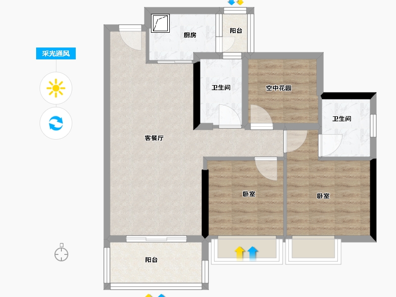 广东省-佛山市-万冠广场-71.00-户型库-采光通风