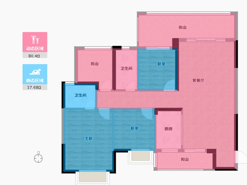 广西壮族自治区-贺州市-泽森·壹品江山-106.65-户型库-动静分区