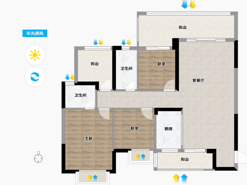 广西壮族自治区-贺州市-泽森·壹品江山-106.65-户型库-采光通风