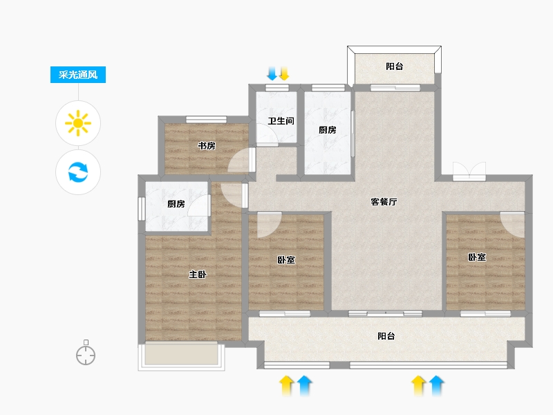 安徽省-六安市-时代悦府-110.11-户型库-采光通风