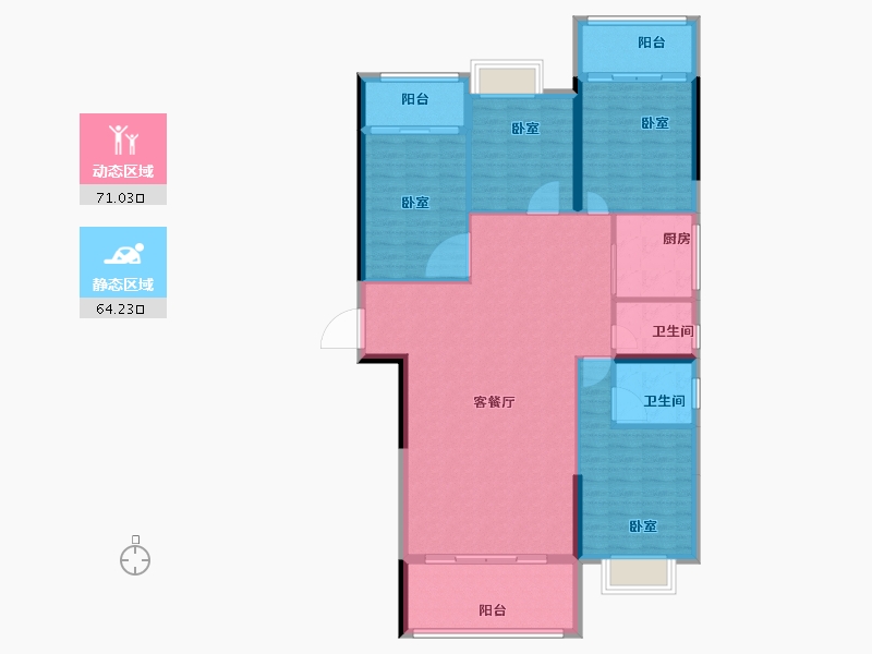 广东省-汕头市-清华城东区-124.07-户型库-动静分区