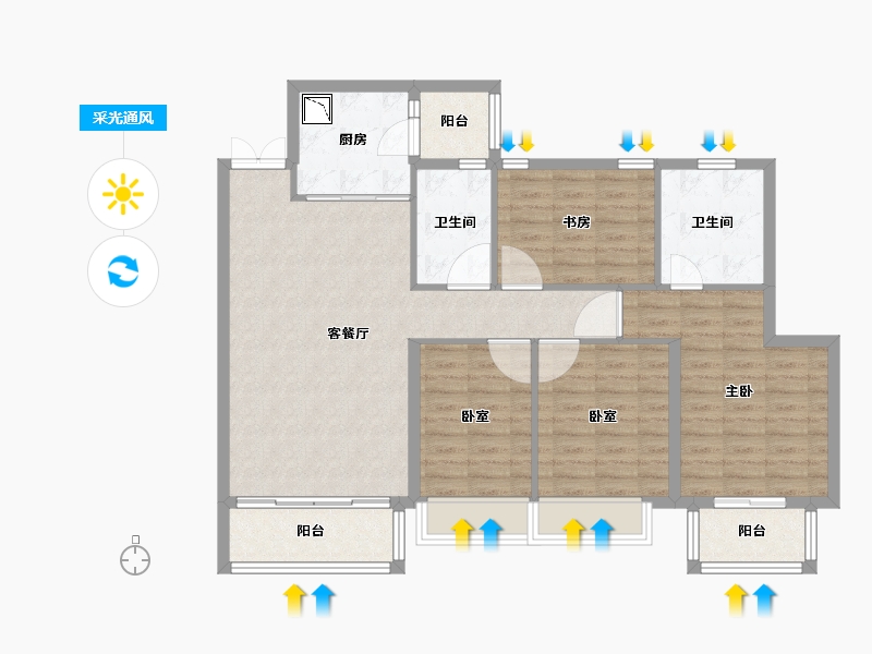 广东省-广州市-时代天韵-105.66-户型库-采光通风