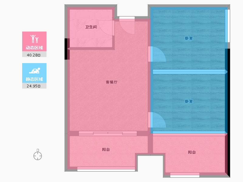 湖南省-长沙市-天元国际公寓-59.59-户型库-动静分区